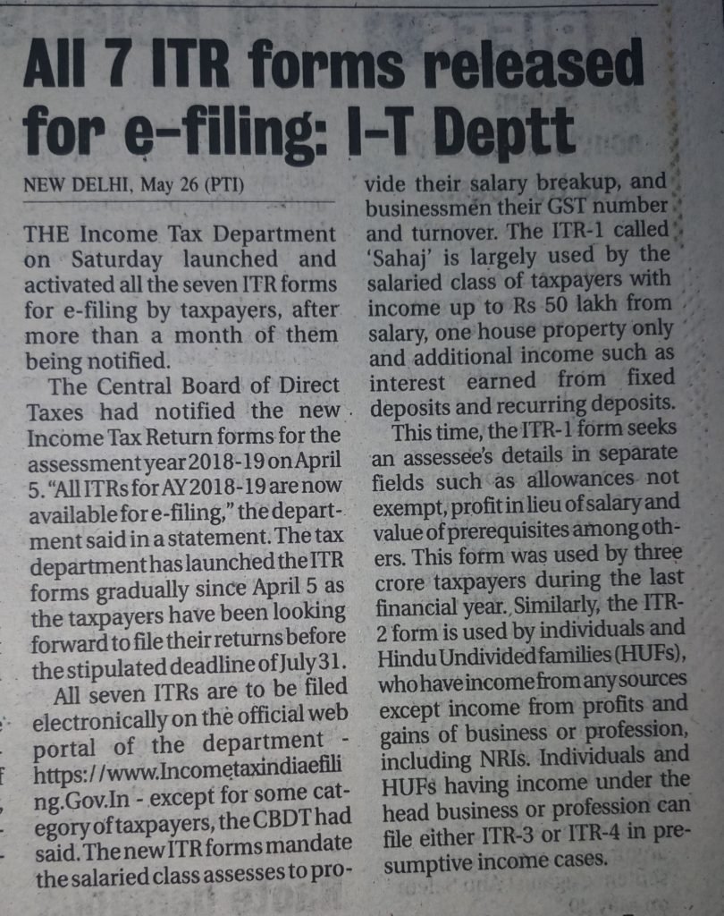 With almost 2 months of delay, All ITR forms are now available for filing