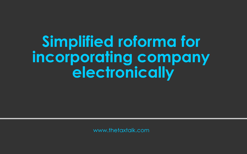 Simplified Proforma for Incorporating Company Electronically