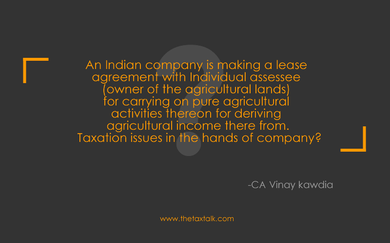 Taxation issues in the hands of company