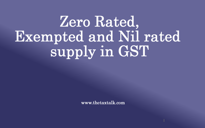Zero Rated, Exempted and Nil rated supply in GST