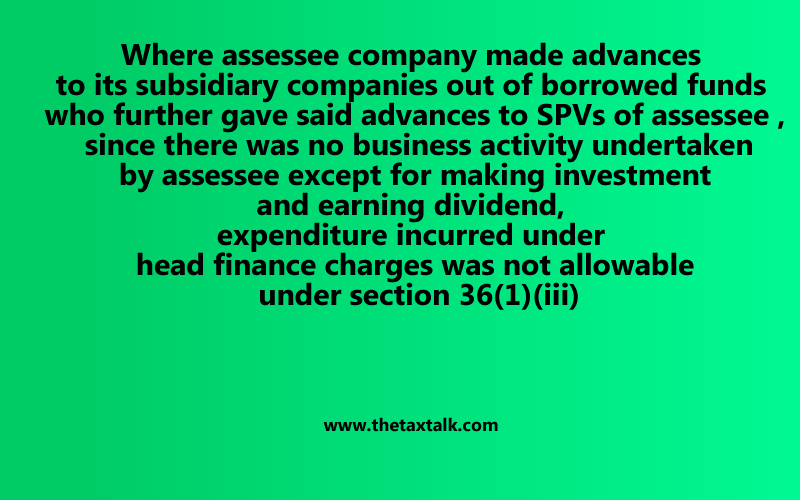 finance charges was not allowable under section 36(1)(iii)