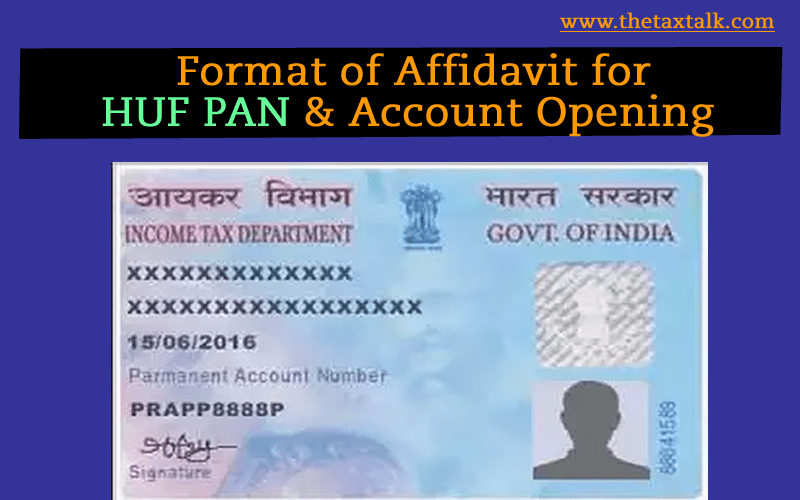 Format Of Affidavit For Huf Pan Account Opening