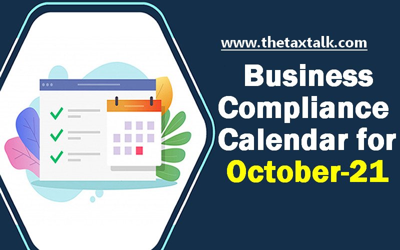 Business Compliance Calendar for October-21