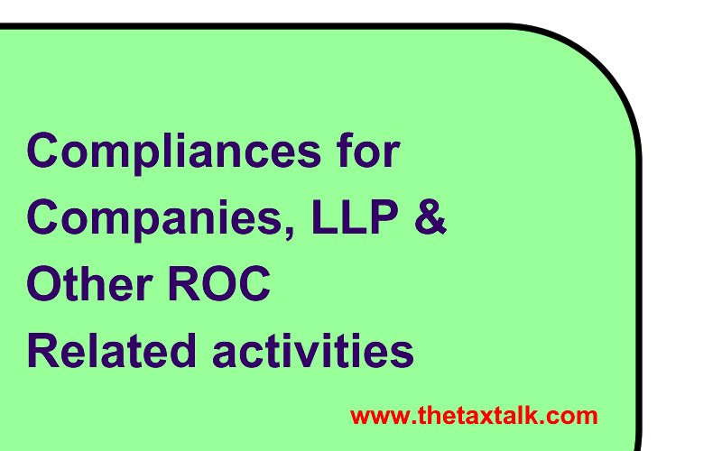 Compliances for Companies, LLP & Other ROC Related activities