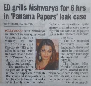 Aishwarya Rai grilled by ED for 6 Hours in "Panama Papers" leak case