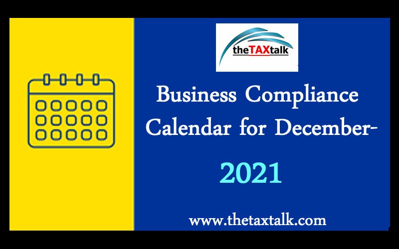 Business Compliance Calendar for December-2021