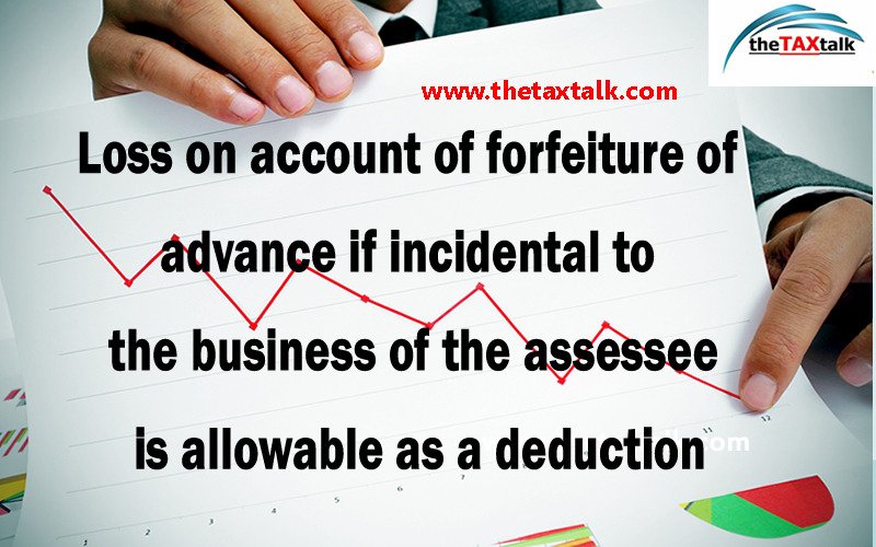Loss on account of forfeiture of advance if incidental to the business of the assessee is allowable as a deduction