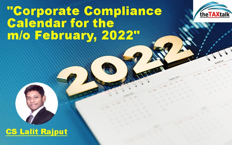 "Corporate Compliance Calendar for the m/o February, 2022"