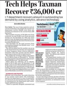 Data Analytics used for recovering outstanding demands.